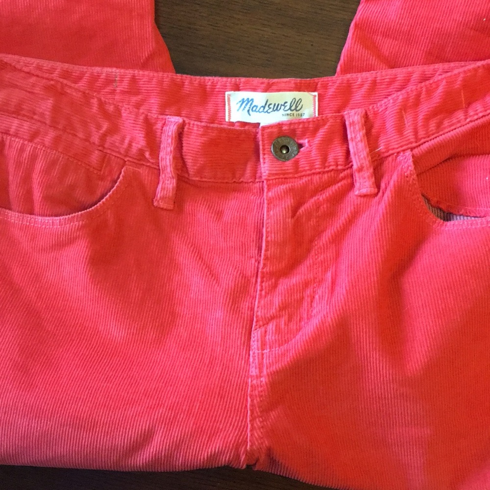 Madewell pink skinny cords sz 31